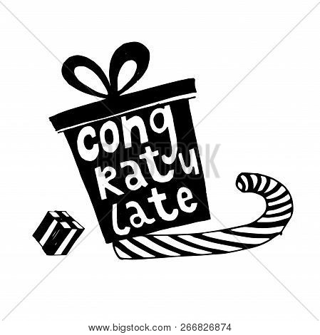 Happy New Year Typographic Emblems Set. Vector Logo, Text Design. Black And White. Usable For Banner
