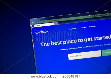 Tula, Russia - August 28, 2018: Coinbase Website On The Display Of Pc, Url - Coinbase.com.