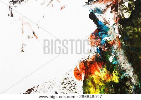 Abstract Colorful Hand Painted Acrylic Background, Creative Abstract Hand Painted Background, Close 