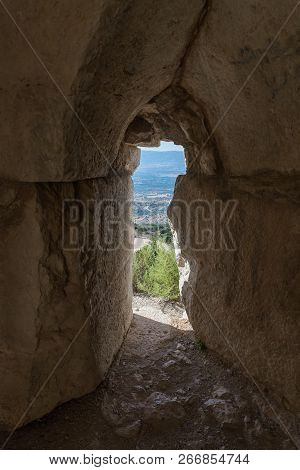 Loophole In The Wall Near The North-eastern Entrance To The Nimrod Fortress Located In The Upper Gal
