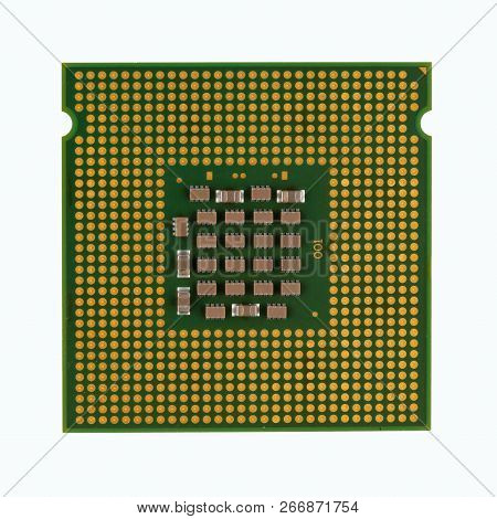 Cpu (central Processing Unit) Of Computer. Top View. Isolated On White.