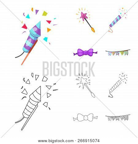 Vector Design Of Party And Birthday Icon. Set Of Party And Celebration Vector Icon For Stock.