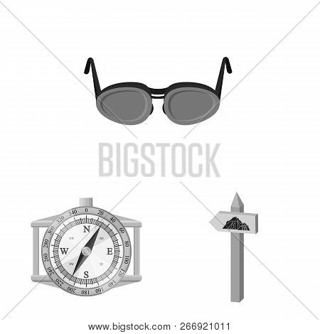 Vector Illustration Of Mountaineering And Peak Sign. Set Of Mountaineering And Camp Vector Icon For 