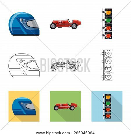Vector Illustration Of Car And Rally Symbol. Set Of Car And Race Stock Vector Illustration.