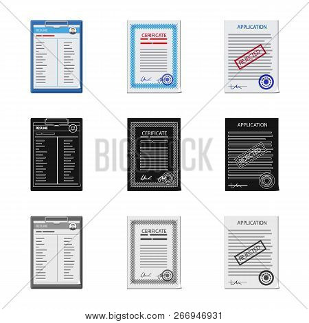 Vector Illustration Of Form And Document Icon. Collection Of Form And Mark Stock Vector Illustration
