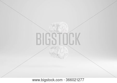 Marble 3d Colon Symbol. White Marble Sign Isolated On White Background. Glossy Marble Stone Alphabet