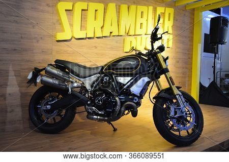 Pasay, Ph - Mar 24 - Ducati Scrambler Motorcycle At Inside Racing Motor Bike Festival And Trade Show
