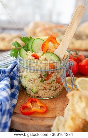 Homemade Ptitim / Israeli Couscous Salad With Fresh Herbs