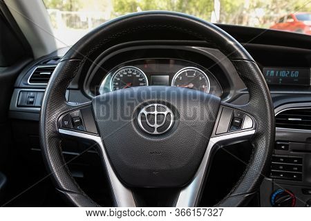 Novosibirsk/ Russia - May 03 2020: Brilliance V5, Prestige Car Interior With Dashboard, Steering Whe