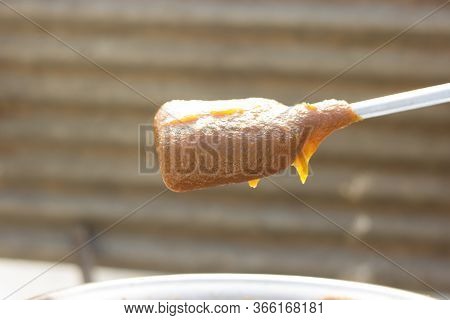 Mango Paste For Mango Sheet Snack Cooking. Healthy Homemade Food