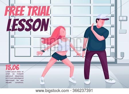 Contemp Free Trial Lessons Banner Flat Vector Template. Brochure, Poster Concept Design With Cartoon