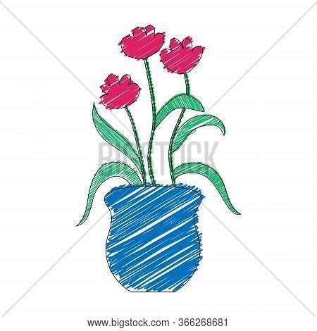 Vector Color Illustration Of A Flower. Stock Illustration In The Doodle Style On A White Background 