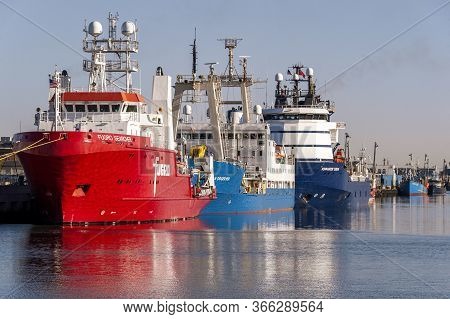 New Bedford, Massachusetts, Usa - May 14, 2020: Fugro Searcher, Ocean Observer And Kommandor Susan D
