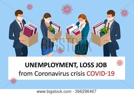 Isometric Dismissal, Severance, Termination In Case. Economic Crisis Caused By Coronavirus. Unemploy