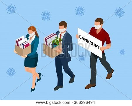 Isometric Dismissal, Severance, Termination In Case. Economic Crisis Caused By Coronavirus. Unemploy