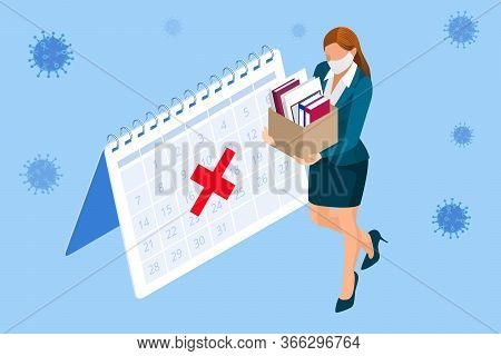 Isometric Dismissal, Severance, Termination In Case. Economic Crisis Caused By Coronavirus. Unemploy