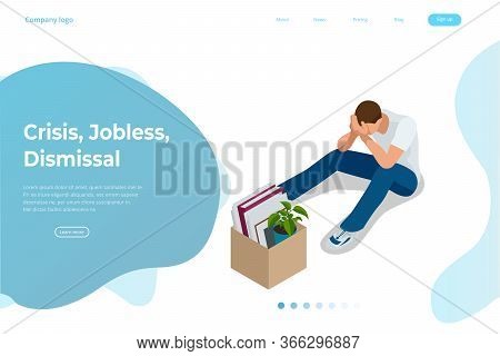Isometric Dismissal, Severance, Termination In Case. Economic Crisis Caused By Coronavirus. Unemploy