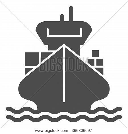 Cargo Ship With Containers Solid Icon, Delivery And Logistics Symbol, Freighter Vector Sign On White