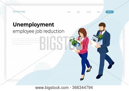 Isometric Dismissal, Severance, Termination In Case. Economic Crisis Caused By Coronavirus. Unemploy