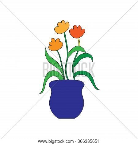 Vector Color Illustration Of A Flower. Stock Illustration Isolated On A White Background Filled In S