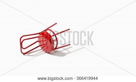 Fallen Down On The Floor Chair Isolated On White Background. Loneliness Or Social Problems Concept.