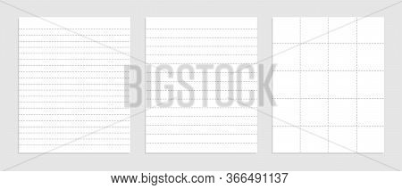 Realistic Blank Dotted Lines Paper Sheet Set