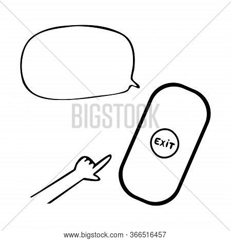 Doodle Digital Detox. The Hand Presses The Button To Activate The Digital Detox.