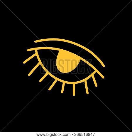 Yellow Eye On A Black Background. Occult Symbol Of The Eye.