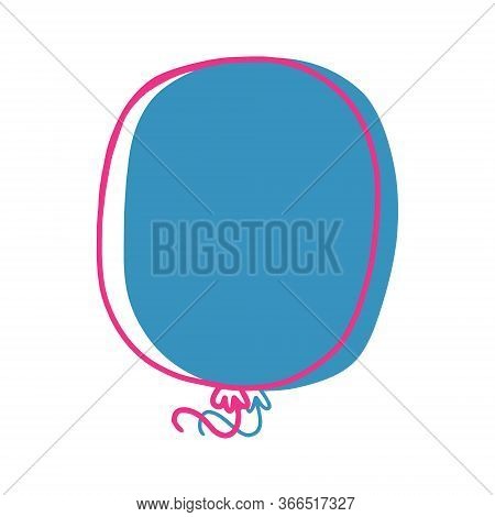 A Blue Balloon With A Pink Outline. Balloon Icon.