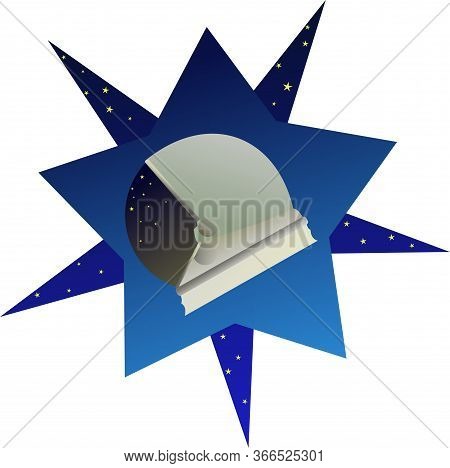 Vecotor Image Of Astronaut Helmet With Stars Background