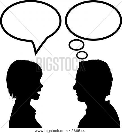 Speech & Talk Man & Woman Say Listen & Think