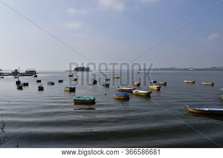 Small Multicolor Boats Sailing In The Lake, Bhopal