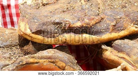 Pork Sausage Called Guanciale For The Preparation Of Many Traditional Italian Dishes