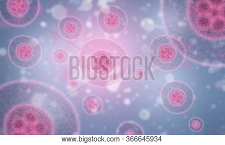 3d Illustration Of Embryonic Stem Cell Under Microscope Background