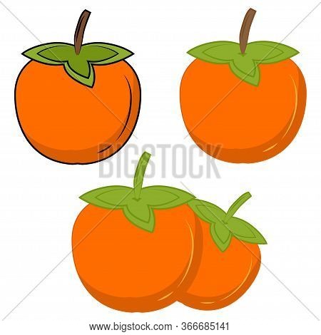 Persimmon Color Vector Icon. Orange Kaki Fruit Icon. Persimmon Symbol. A Flat Vector Simple Element 