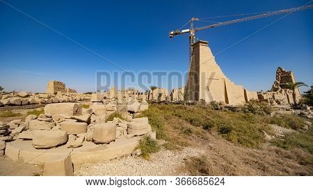 Karnak Temple In Luxor, Egypt. The Karnak Temple Complex, Commonly Known As Karnak, Comprises A Vast