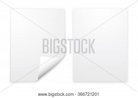 Corner Of The Page, Paper. White Sheet Stickers Vector. Stock Photo. Vector Template.