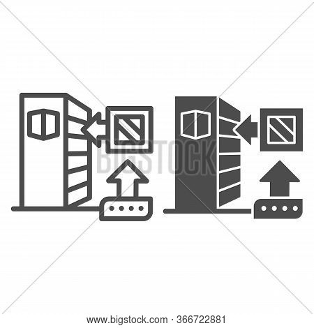 Shelf For Goods And Box Line And Solid Icon, Delivery Packaging Logistics Symbol, Warehouse Shelves 