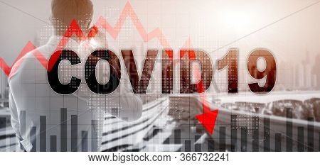 Reduce Morbidity Coronavirus Virtual Screen. Covid19 On Abstract Mixed Media Background.