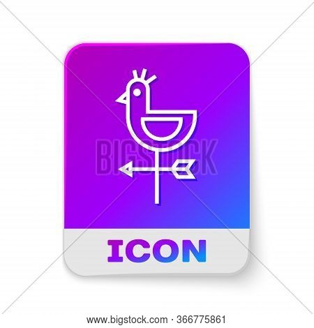 White Line Rooster Weather Vane Icon Isolated On White Background. Weathercock Sign. Windvane Rooste