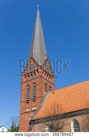 Tower Of The Maria Church In The Historic Center Of Lauenburg, Germany