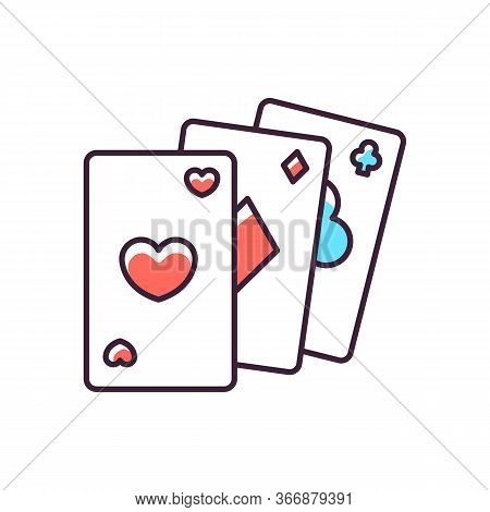 Card Game Rgb Color Icon. Traditional Casino Pastime, Poker. Competitive Gambling Activity, Risky Ta