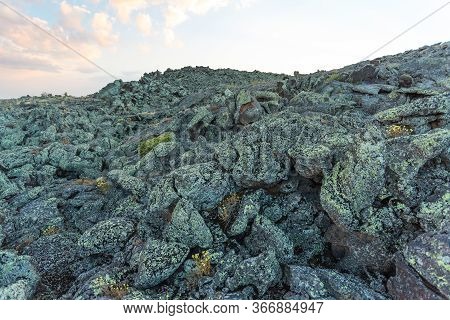 Rocky Desert. Stones Covered With Lichens. Lava Fields Near Mount Ararat In Eastern Turkey, Agri Pro