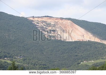 Mountains With Marble Quarries In Botticino In Northern Italy