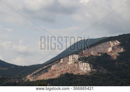 Mountains With Marble Quarries In Botticino In Northern Italy