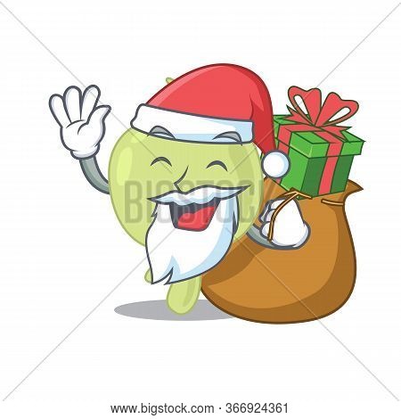 Cartoon Design Of Lymph Node Santa Having Christmas Gift