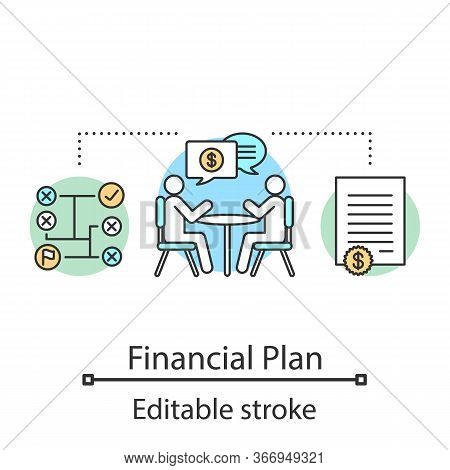 Business Planning Concept Icon. Financial Management Idea Thin Line Illustration. Negotiations. Budg