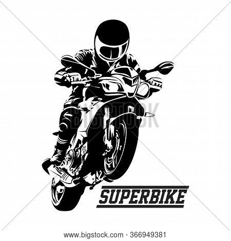 Superbike Silhouette Designs Concept Black And White	Vector