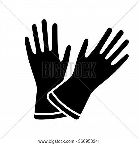 Household Gloves Glyph Icon. Silhouette Symbol. Medical Latex Gloves. Negative Space. Vector Isolate