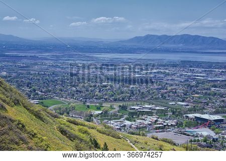 Provo Landscape And Utah Lake Views From The Bonneville Shoreline Trail (bst) And The Y Trail, Which